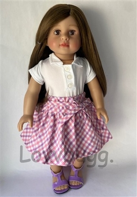 Spring Plaid Skirt Compete Set  for American Girl 18 inch or Bitty Baby Born Doll Clothes