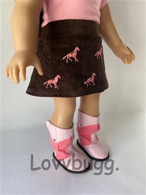 Horses Skirt Complete Set with Boots for 18 inch American Girl or Bitty Baby Born Doll Clothes