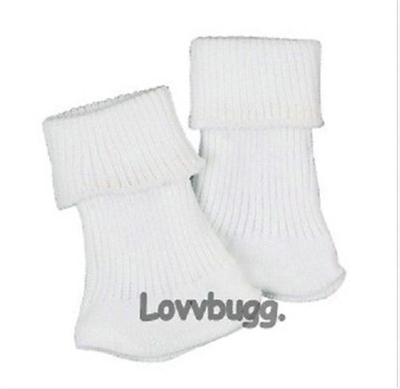 White Crew Socks for American Girl 18 inch or Baby Doll Clothes Accessory