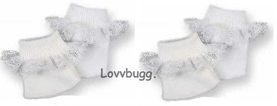 2 Pairs White Socks with Lace
