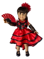 Lovvbugg Complete Flamenco Spanish Lady Costume for 18 inch American Girl Doll Clothes