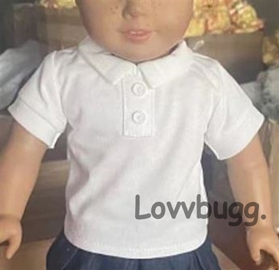Best White Polo Shirt T for American Girl 18 inch Doll Clothes School Uniform