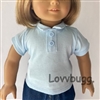 Light Blue Polo Shirt T School Uniform for American Girl or Boy 18 inch or Baby Doll Clothes