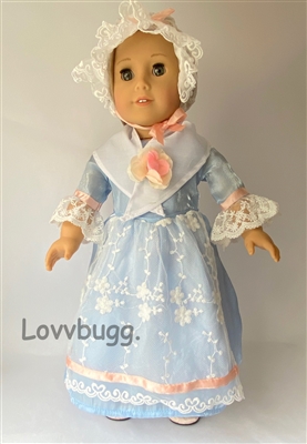 Elizabeth Colonial Tea Lesson Dress Repro Dress Set for 18 inch American Girl