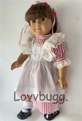 Lovvbugg Repro Samantha Birthday Dress Pinafore & Rosebud Circlet for  American Girl 18 inch Doll Clothes