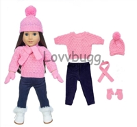 Pink Sweater Set 5pc for American Girl 18 inch Doll Clothes