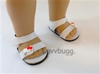 Lovvbugg Cat Kitty Red Bow Sandals for American Girl 18 inch or Bitty Baby Born Doll Shoes