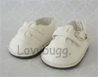 Ivory Double Strap Shoes for American Girl Kit 18 inch or Bitty Baby or Baby Born Dolls