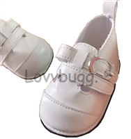 White Double Strap Shoes for American Girl Kit 18 inch or Bitty Baby or Baby Born Dolls