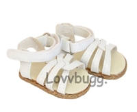 Lovvbugg White Saltwater Sandals for American Girl 18 inch or Bitty Baby Born Doll Shoes