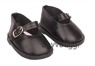 Newer Style Black Matte Mary Janes for American Girl 18 inch and Bitty Baby Born Doll Shoes