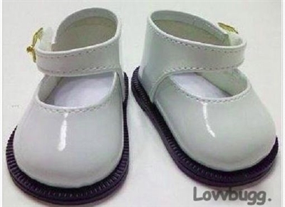 White Mary Janes for 18 inch American Girl or Baby Doll Shoes