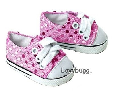 Pink Sequins Sneakers for American Girl 18 inch or Bitty Baby Born Doll Shoes