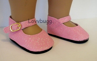 Pink Sparkle Mary Janes for American Girl 18 inch or Baby Doll Shoes