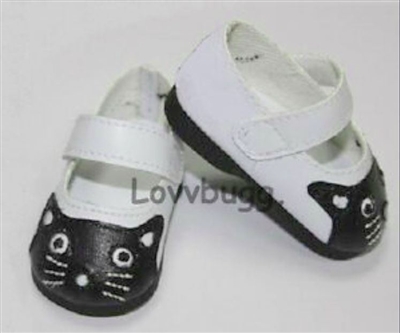 White w Black Kitty Cat Shoes