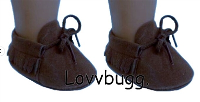 Brown Moccasins for Native American American Girl or Boy or Baby Doll Shoes, Indian, Slippers