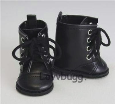 Black Lace Up Riding Boots for American Girl or Boy 18 inch or Baby Doll Shoes