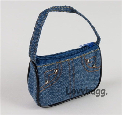 Denim Purse Bag for American Girl 18 inch or Baby or Wellie Wishers Doll Accessory
