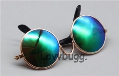 Blue Iridescent Wire Frame Sunglasses