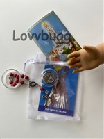 Real Fatima Communion Gift Set for American Girl 18 inch Doll and Child Rosary, Case, Cards