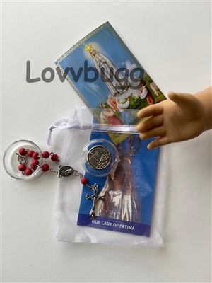 Genuite Fatima Rosary Gift Set for American Girl 18 inch Doll First Communion Religious Accessory
