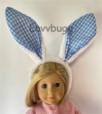 Blue Gingham Bunny Rabbit Ears