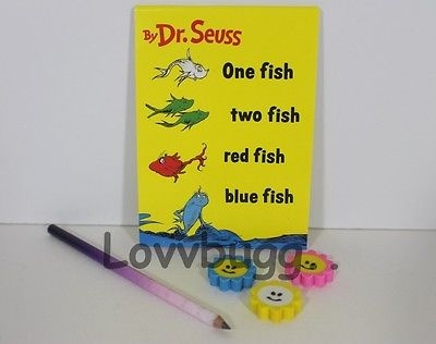 Dr. Seuss One Fish Note Set with Mini Pencil for American Girl 18 inch Doll School Supplies Accessory