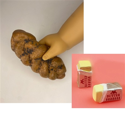 Butter and Whole Wheat Bread / Challah for 18 inch American Girl esp Rebecca Sabbath Doll Food Accessory