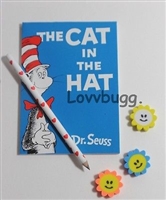 Cat in the Hat BLUE Note Set for American Girl 18 inch Doll School Supplies Accessories