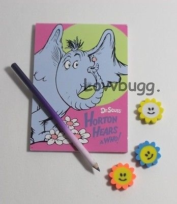 Seuss Pink Horton Note Set with Pencil for American Girl 18 inch Doll School Supplies Accessory