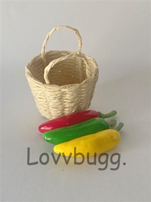 Mini Basket of Peppers for Josefina American Girl 18 inch or Wellie Wishers Doll Food
