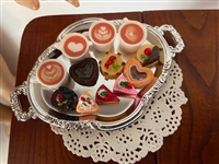 Cocoa and Treats for Four on Tray  for American Girl 18 inch or Wellie Wishers Doll Food Accessory