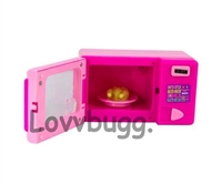 Pink Microwave Oven for Wellie Wishers or American Girl 18 inch Doll Food Kitchen Accessory