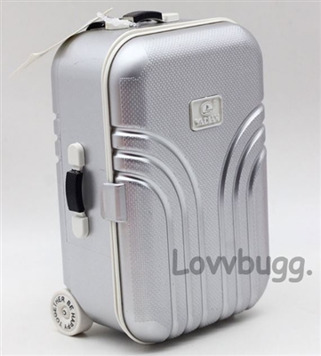 Silver Suitcase for American Girl 14 to 18 inch Doll Travel Accessory