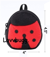 Lovvbugg Ladybug Backpack (no eyes) for American Girl 18 inch or Bitty Baby Born Doll School Supplies Accessory