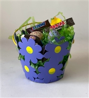 Purple Metal Flowers Easter Basket with Treats for American Girl or Boy 18 inch Doll Accessory