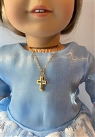 Gold Open Cross Necklaces for Child and for American Girl 18 inch Doll Jewelry Religious Accessory