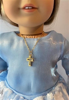 Gold Open Cross Necklace for 18 inch American Girl Doll Jewelry Accessory