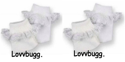 Pairs White Socks with Lace for American Girl 18 inch or Baby Doll Clothes Accessory