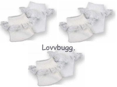 3 Pairs White Socks with Lace