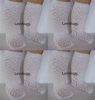 4 Pairs White Lattice Socks