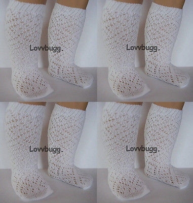 4 Pairs White Lattice Socks