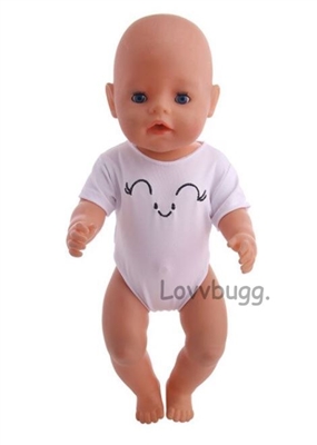 White Smiling Onesie for Bitty Baby Born Doll Clothes