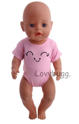 Pink Smiling Onesie for Bitty Baby Born Doll Clothes