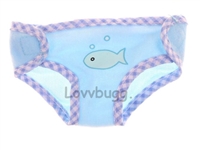 Blue Diaper with Fish for Bitty Baby Born Doll Clothes Accessory