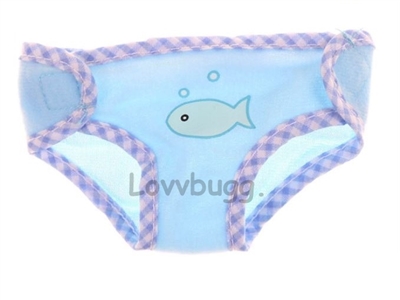 Blue Diaper with Fish for Bitty Baby Born Doll Clothes Accessory