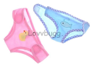 Both Pink Duck  and Blue Fish Diapers