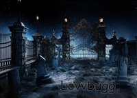 Graveyard on Blue Scene for American Girl or Boy 18 inch Dolls Settings Playscape and Accessory Harry Potter Play
