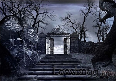 Stairs to Graveyard on Gray Scene for American Girl 18 inch Wizard Halloween Play Setting