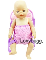 Kid-Size Pink Hearts Doll Carrier Backpack Sling for Bitty Baby Born Doll Accessory